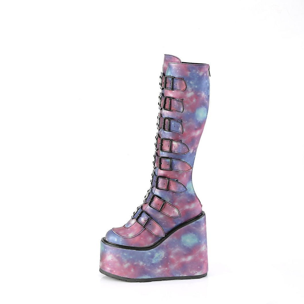 Demonia Shoes Swing 815 Pink Blu Reflectiv