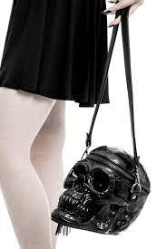 Killstar Grave Digger Skull Black Leather Handbag