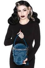 Carica l&#39;immagine nel visualizzatore di Gallery, Killstar Grave Digger Skull Blue Velvet Handbag
