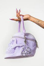 Carica l&#39;immagine nel visualizzatore di Gallery, Killstar Grave Digger Skull Lilac Velvet Handbag
