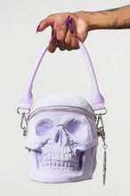 Carica l&#39;immagine nel visualizzatore di Gallery, Killstar Grave Digger Skull Lilac Velvet Handbag
