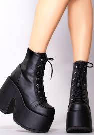 Demonia Cult Camel 203 BLK Leather
