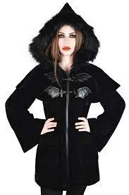 Killstar Nightfever duffle Coat Black.